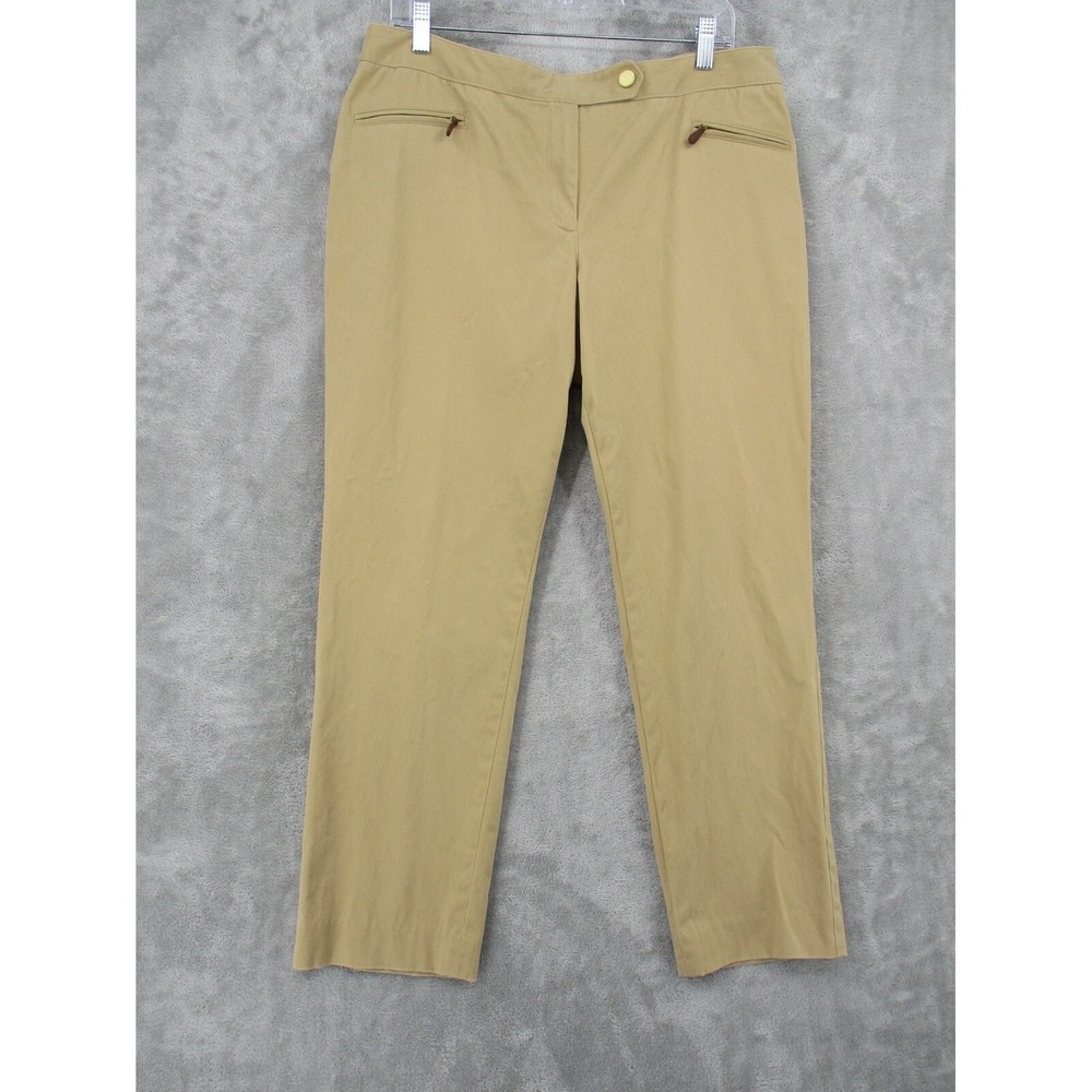 Talbots Pants Womens Size 14 Petite Zip Pockets Brushed Fabric Straight Ankle